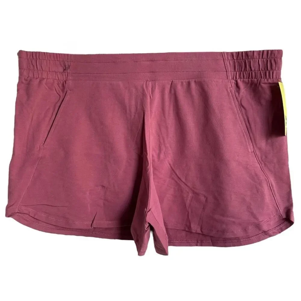 All in‎ Motion Womens Shorts Sz 2X Rose Red Pink Mauve Knit Workout Active NEW